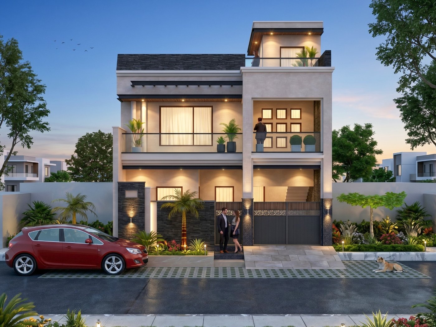 Twilight Elevation — Exterior design